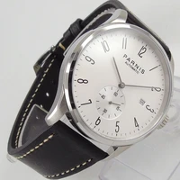 42mm parnis white dial stainless steel case complete calendar leather christmas gift st 1730 automatic movement mens watch