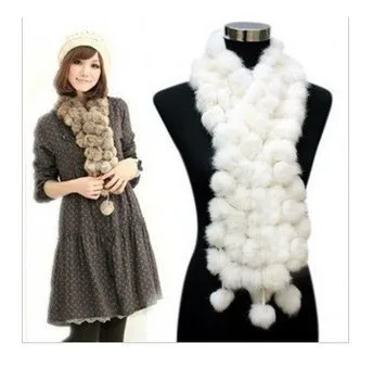 Шарф из натурального кроличьего меха женский длинный меховой шарф на осень и