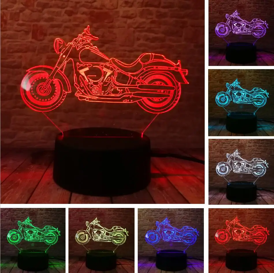 Motorcycle 1 Светодиодный ночник художественный Декор 3D мотоцикл 7 цветов градиентный ночник спальня спальный детский подарок на день рождения иллюзия Лампа - Испускаемый цвет: Motorcycle 1