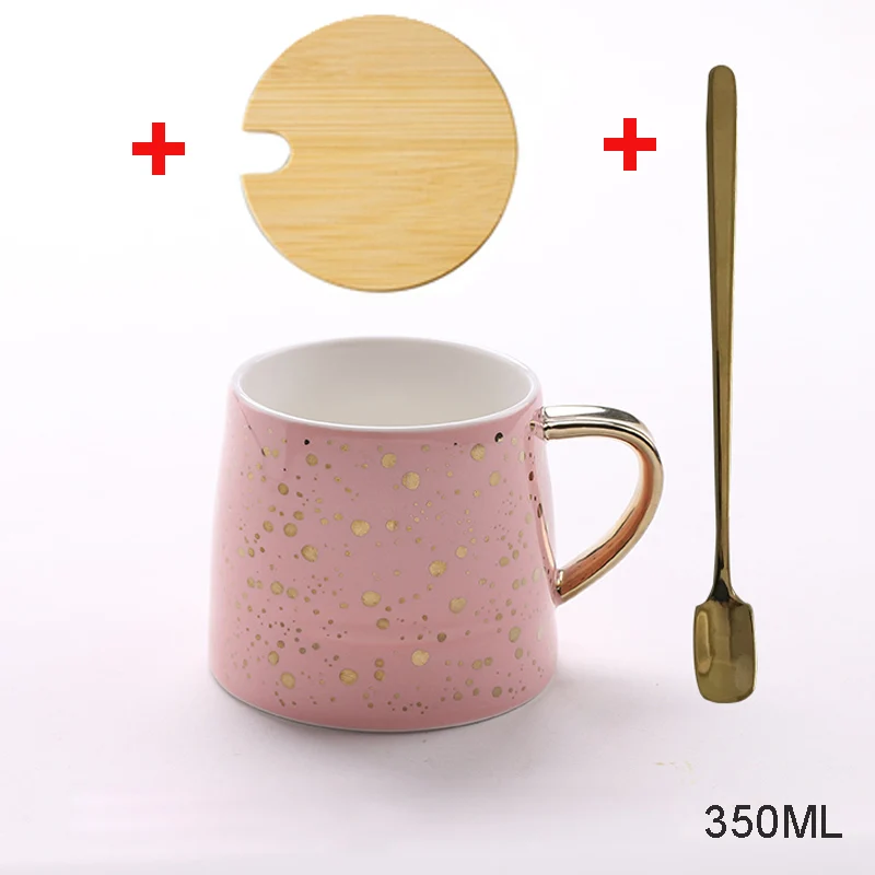 pink 1set with lid Керамика кружка кофе чашки домашний, для напитков, костяной фарфор кофейная чашка с крышкой Эфирное послеполуденный Чай Вечерние tazas де кафе Крышка для чашки - Цвет: pink 1set with lid
