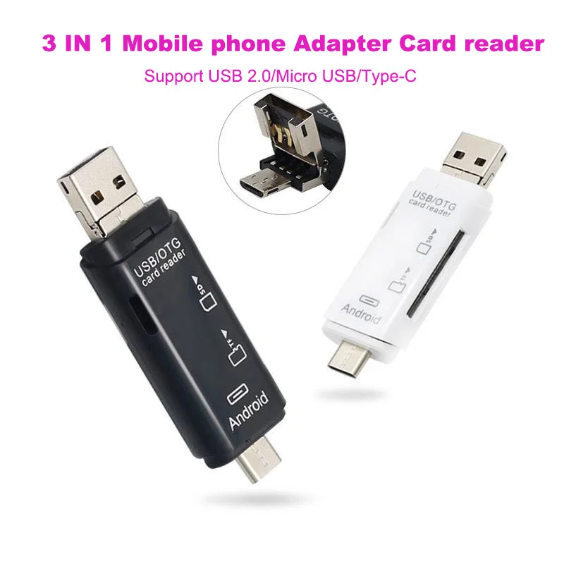 3 в 1 USB палка ридер Тип C Micro SD OTG карта адаптер флэш накопитель TF чтение для Android