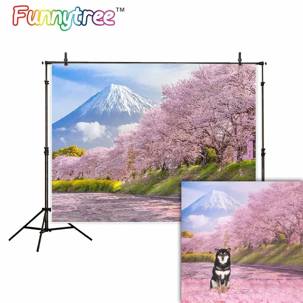 Allenjoy Япония Гора Fuji Фотофон Весенняя розовая фотография задник лес Экон винил |