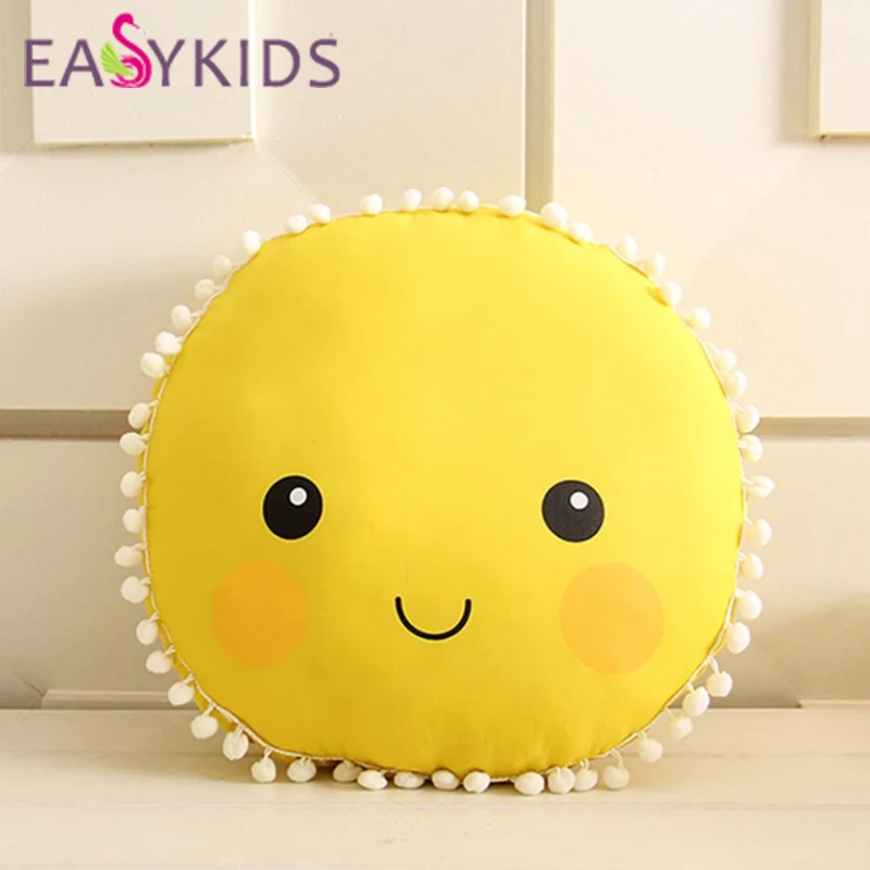 Милая мультяшная подушка для лица с изображением солнца и смайлика Детские