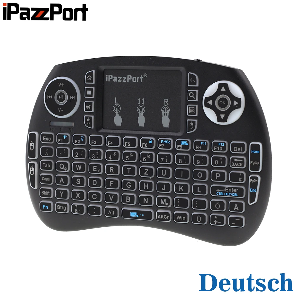 IPazzPort RGB с подсветкой немецкий Deutsch 2 4 ГГц Мини Беспроводная клавиатура Air Mouse