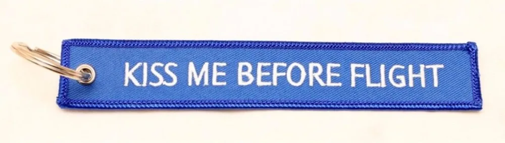 Condor Airlines Kiss Me Before Flight вышитый металлический брелок с биркой из ткани|flight keychain|keychain