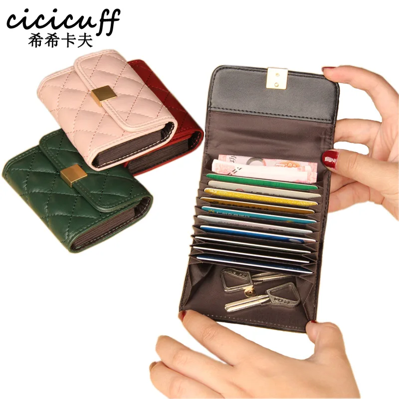 

Card Holder Brand Sheepskin Wallet Business Card Holder Genuine Leather Mini Wallet Women Small Coin Purse Bank Card Holder New