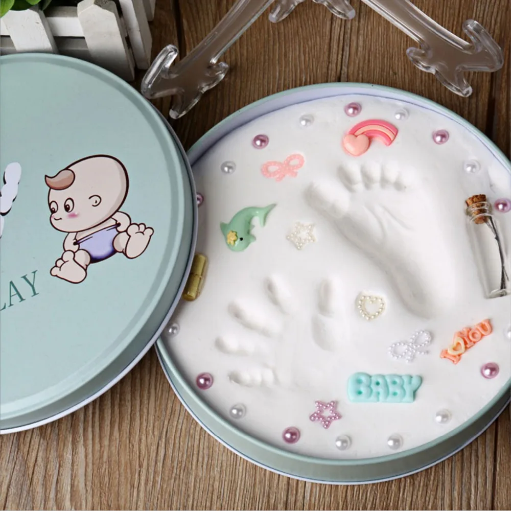 

Infant Baby Keepsake Care Air Drying Modeling Colored Clay Handprint Footprint Imprint Kit Casting child Hand Inkpad Fingerprint