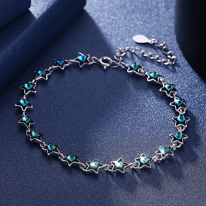 Женский браслет с бусинами LEKANI из серебра 925 пробы кристаллами SWAROVSKI роскошные
