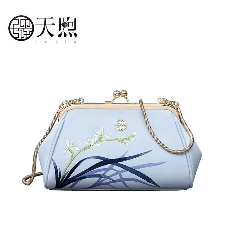 Pmsix 2020 New Women Leather bag quality handbags Fashion Chain embroidered Luxury Cowhide tote women leather shoulder | Багаж и сумки