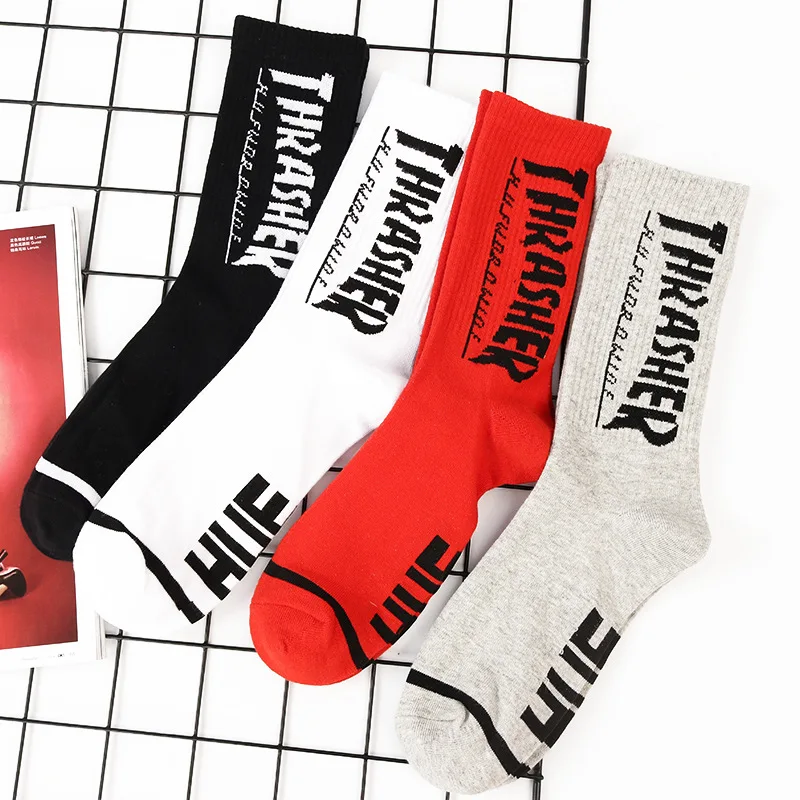 Spring and summer long tube socks street dance men's cotton Harajuku skateboarding blue ball |
