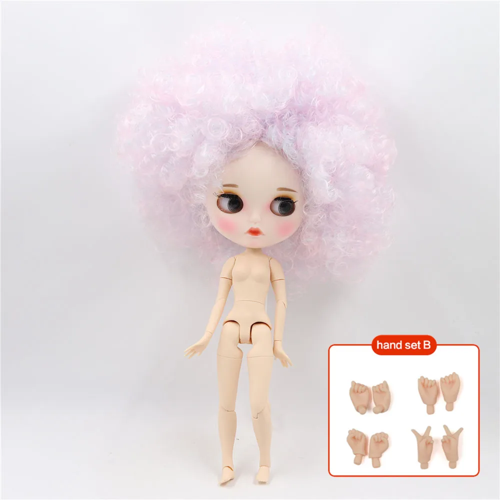 bodyB 1/6 Blyth кукла белая кожа соединение тела фиолетовый смешанный афро волосы матовый лицо с бровями блеск для губ. № BL6909/QE126+ 107 - Цвет: bodyB