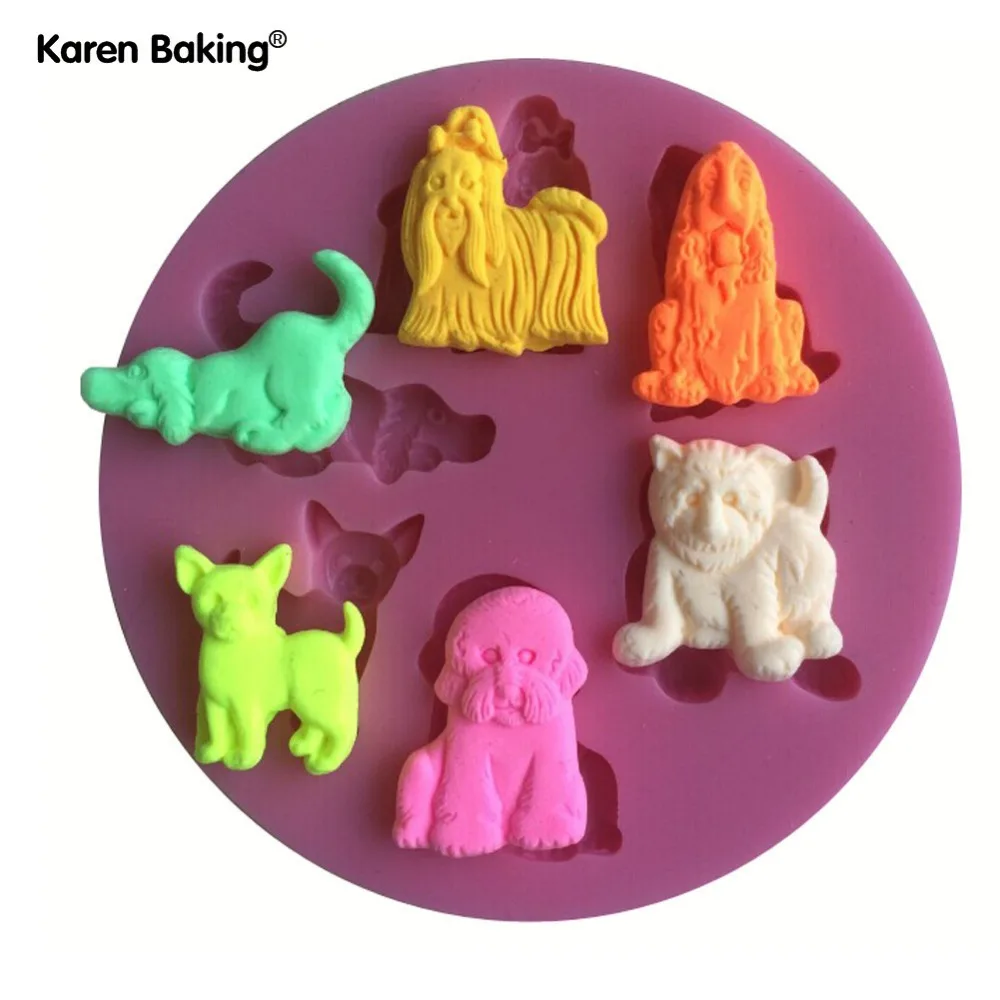 Лев тигр медведь Форма собаки помадка 3D формы силиконовая форма мыло для свечей
