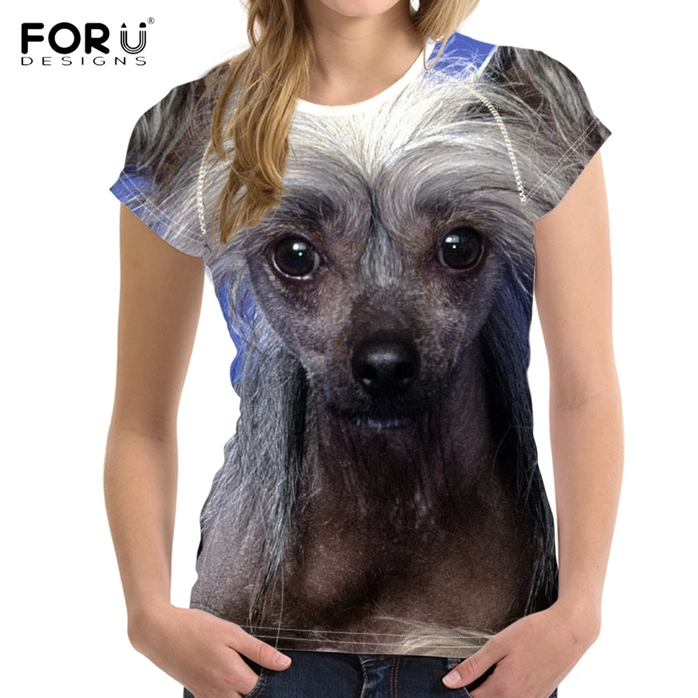 FORUDESIGNS/Kawaii/женские летние футболки с 3D принтом щенка в китайском стиле