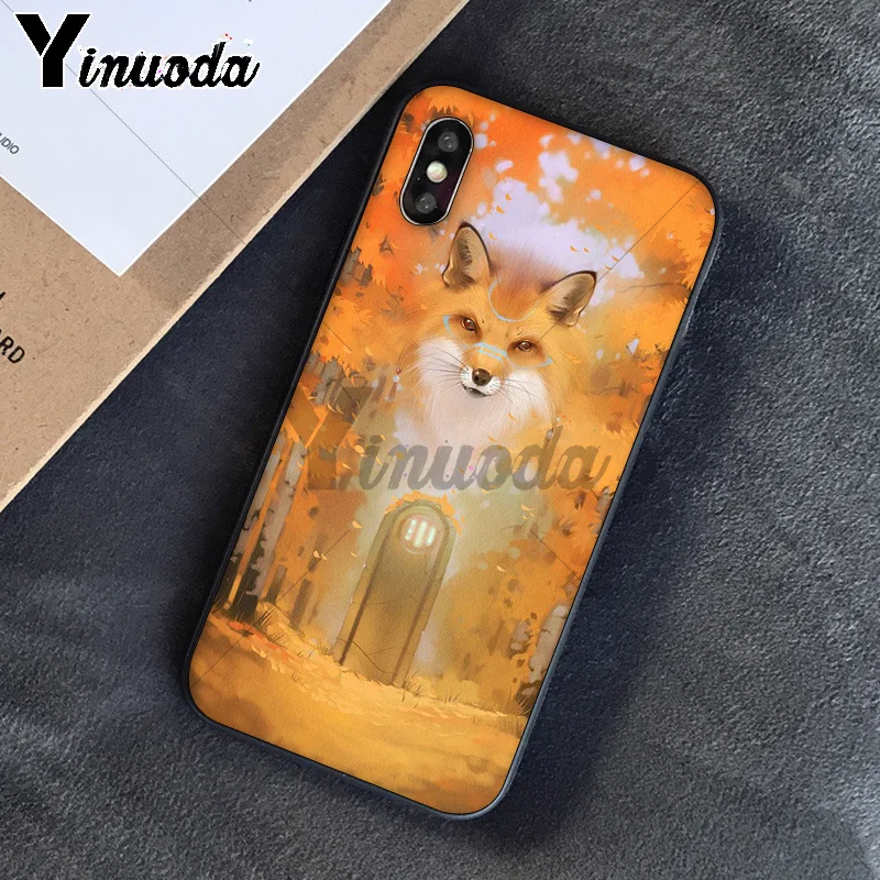 A9 Yinuoda лиса в осенние листья лес ТПУ мягкий силиконовый черный чехол для телефона для Apple iPhone 8 7 6 6S Plus X XS MAX 5 5S SE XR чехол - Цвет: A9