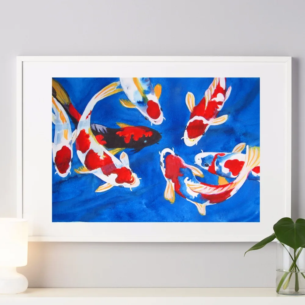 Fish Koi Карп художественный Рисунок на холсте принт постер настенные картины для