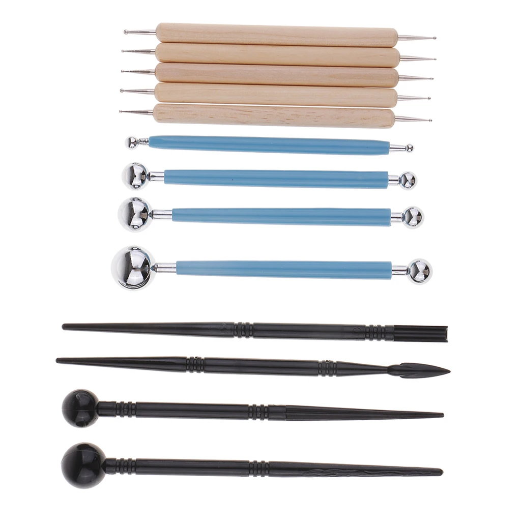 13 Pieces/set Pottery Ceramic Polymer Clay Dotting Sculpting Modeling Tools Hobbies Kit Ball Stylus Wooden Cutter | Дом и сад