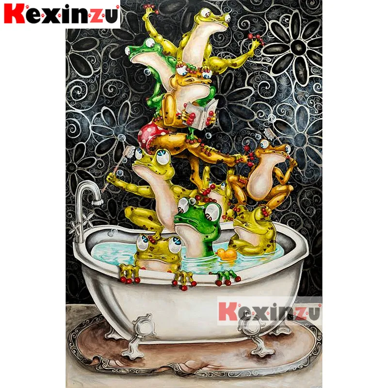 Kexinzu полная 5d DIY квадратная алмазная живопись вышивка крестиком лягушка family 3d