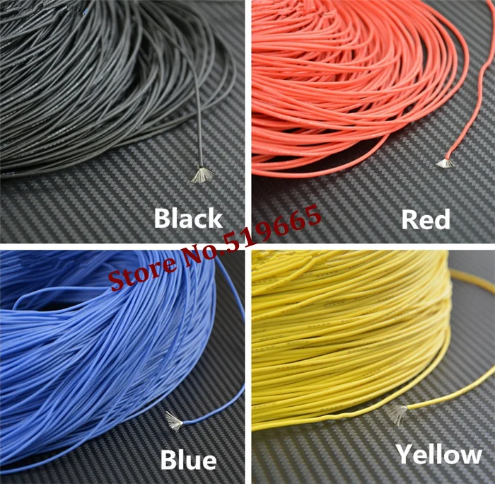 Мягкий силиконовый кабель 24AWG Красного/черного/желтого/синего цвета для
