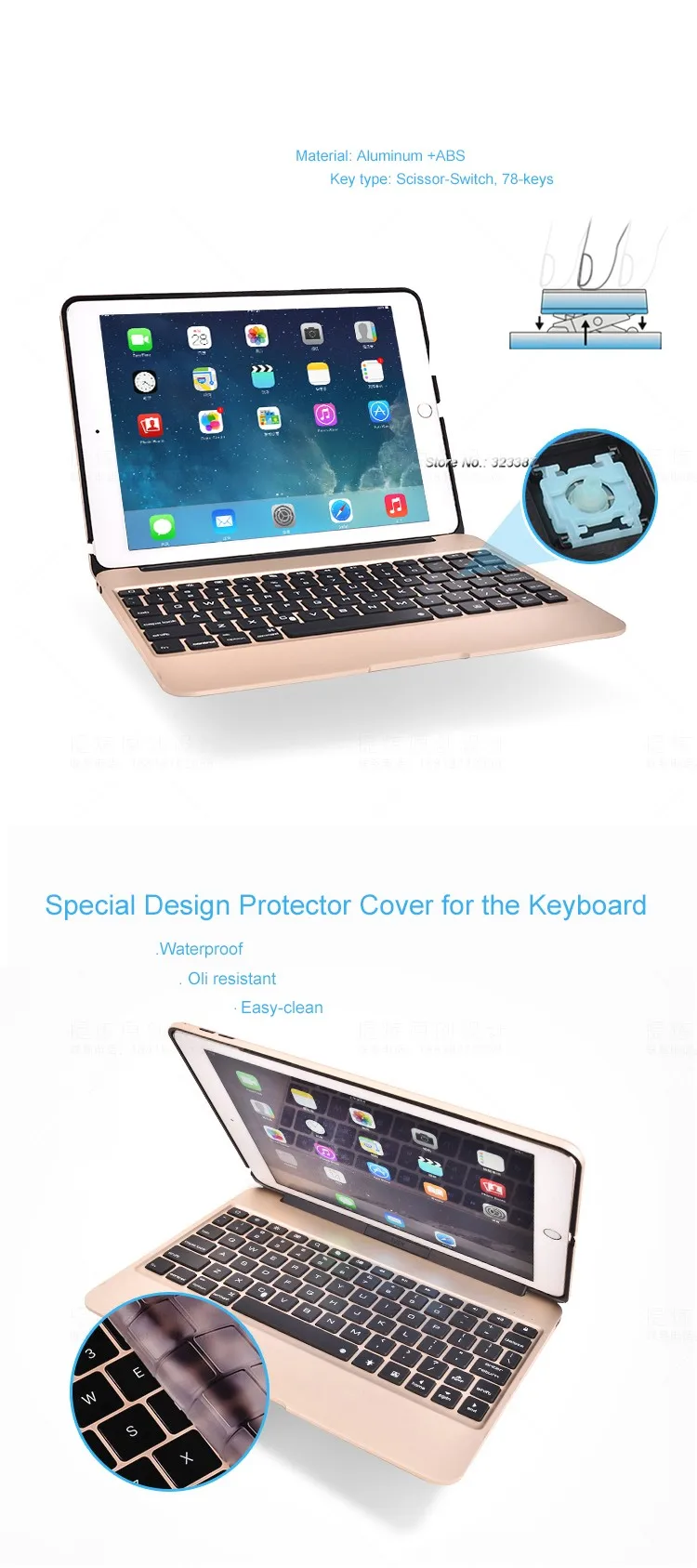 Witsp@ d для APPLE IPAD PRO 9," чехол с клавиатурой, алюминиевая Bluetooth беспроводная клавиатура с подсветкой(2800 мАч Внешний аккумулятор