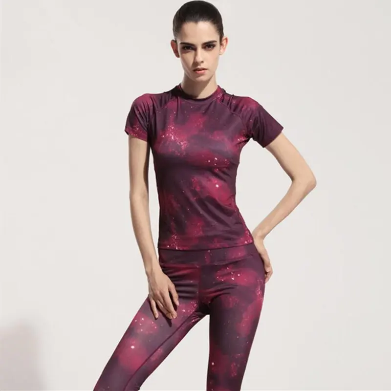 Новый женский двух частей набор йога майка и брюки открытый виды летние quick dry