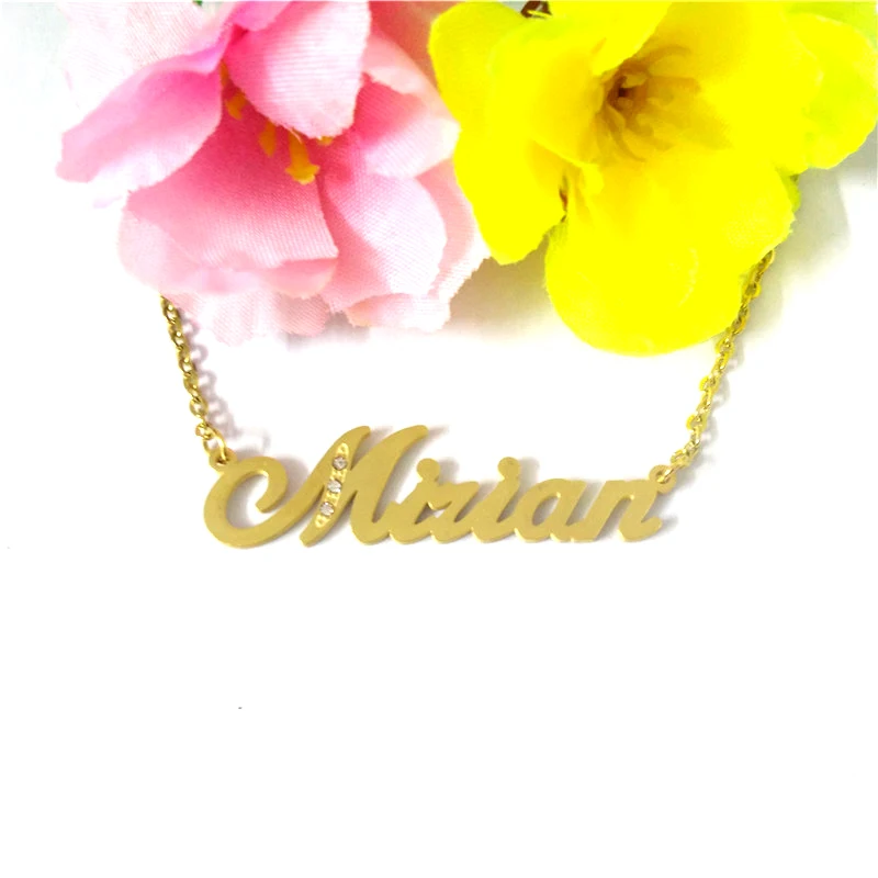 

FairLadyHood Name "Mirian" Stainless Steel Name Necklace Custom Any Name Pendant Necklace Women Men Chain Custom Jewelry