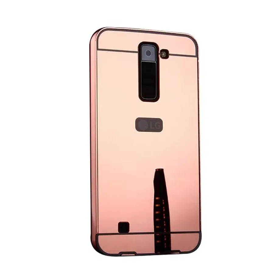Чехол-бампер для LG K8 K350, роскошный зеркальный чехол цвета розовое золото на K8 K350 K350E K350N 5," K8, задняя крышка, алюминиевый корпус