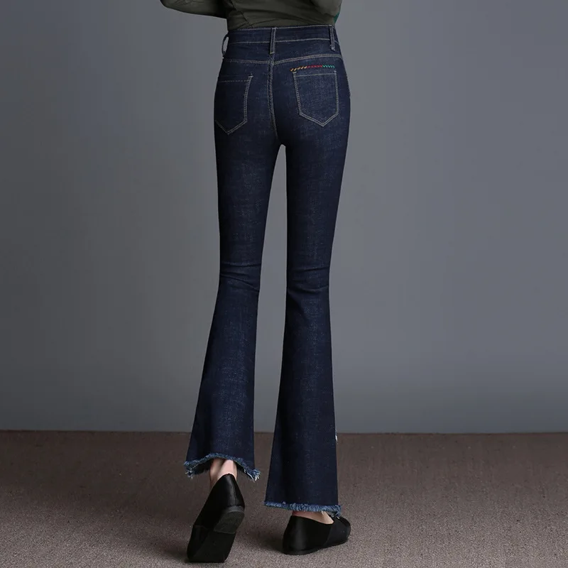 Высокое качество новинка 2017 женские облегающие джинсы со средней талией Модные