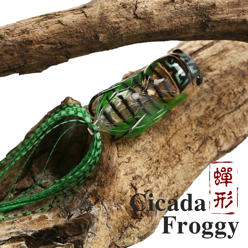 

Tsurinoya LY21 Cicada Froggy 15.5g 65mm Fishing Lure Frog Popper Artificial Soft Baits Topwater Plastic Snakehead Frogs Lure