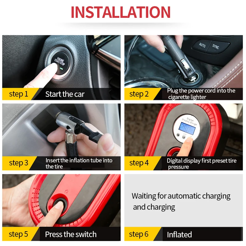 Автомобильный надувной насос 12 В воздушный компрессор портативный