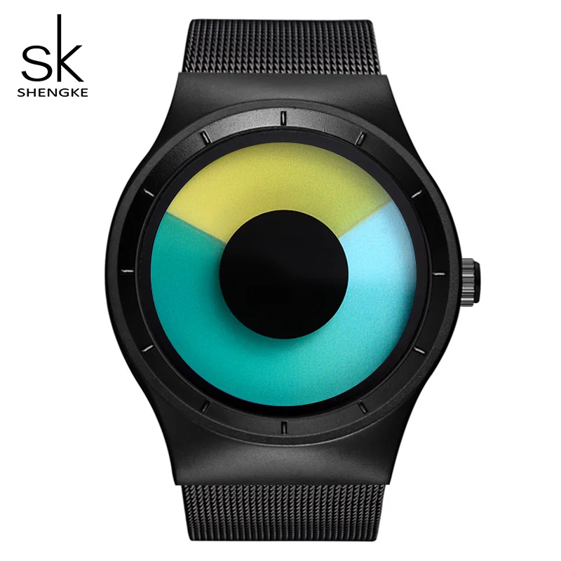 Green black Shengke креативные женские часы, роскошные серебряные кварцевые часы из нержавеющей стали, женские часы с поворотом времени,, Лидирующий бренд SK Reloj Mujer - Цвет: Green black