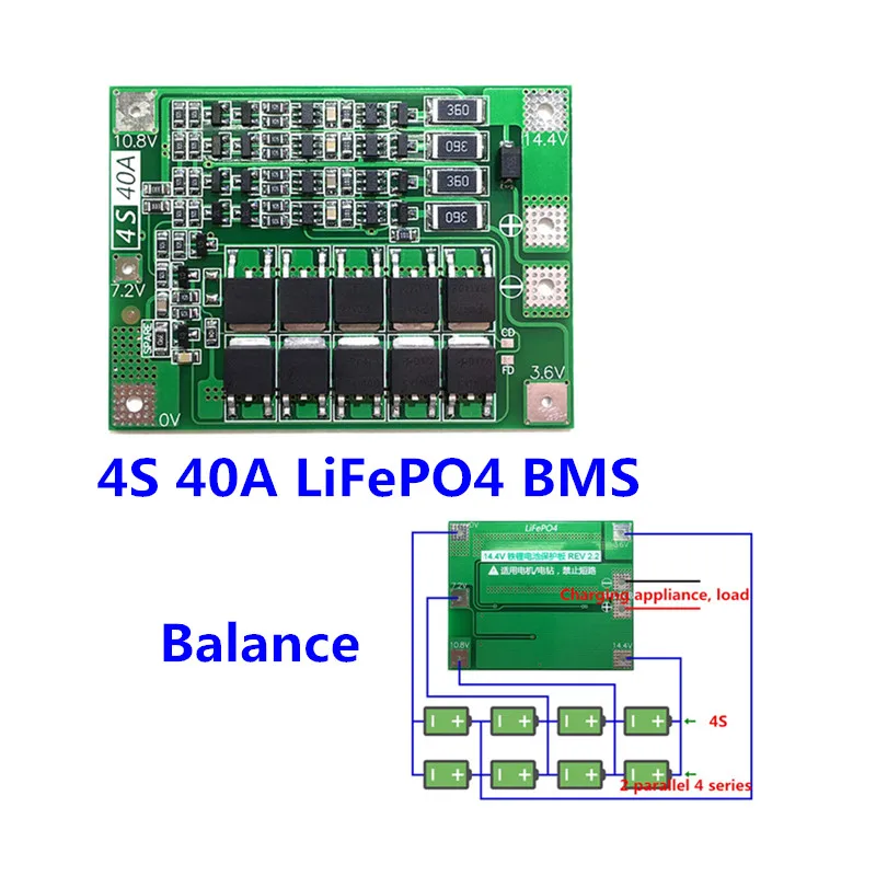 4S 40A 12 8 V 14 4 18650 LiFePO4 Защитная плата аккумулятора/литий железо BMS с