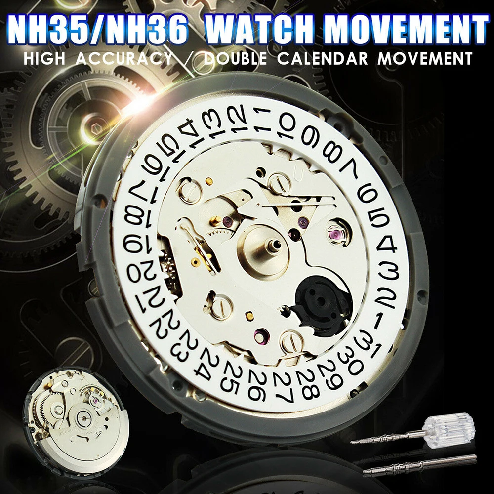 Mechanical Watch Movement Fully Automatic High Accuracy Movement For Wristwatch Winding NH35 NH36 Watch Movement Day Date Set