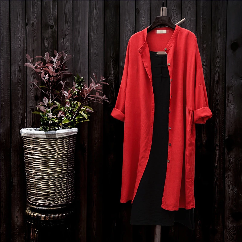 Рубашка женская хлопковая льняная с длинным рукавом оригинальный дизайн |