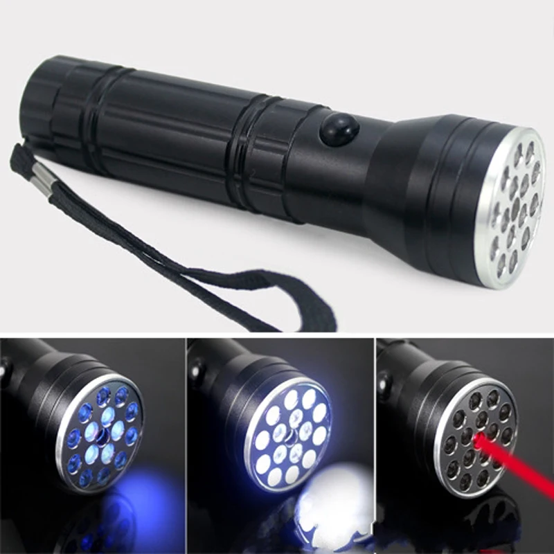 CREE 4500 люмен xm-l T6 3 режима 16 LED 395 нм УФ ультрафиолетового серебряный фонарик 3AAA