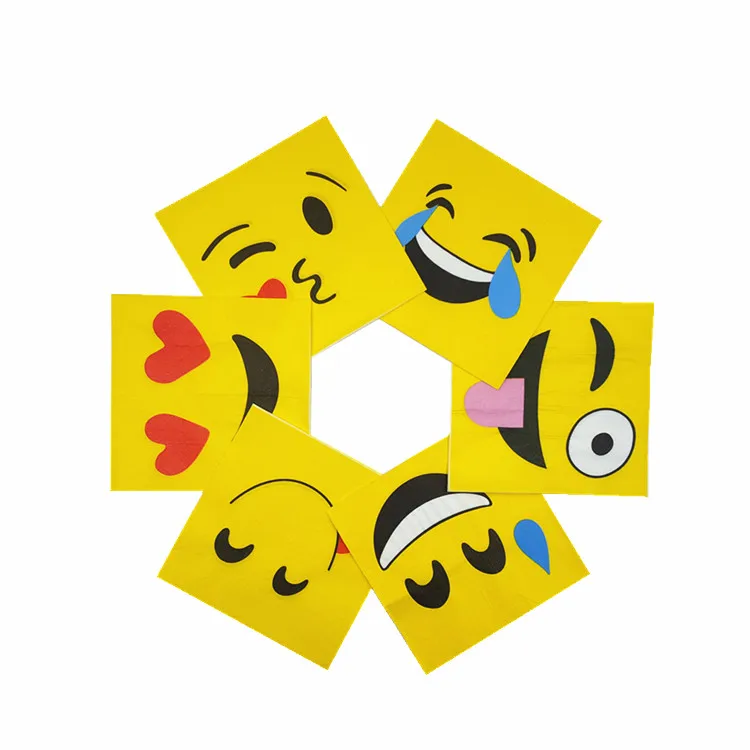 20 винтажные салфетки Бумага декупаж тканей печатных happy expression уход за кожей лица Золото Желтый Коктейль день рождения serviettes дома dec