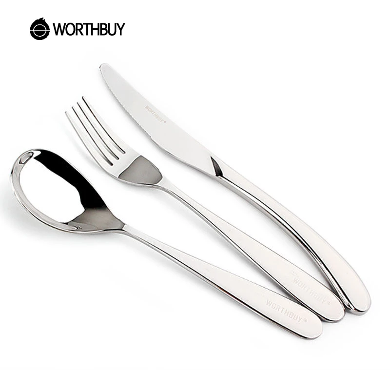 Worthbuy Западной Нержавеющая сталь Посуда набор утолщенной Щепка Столовая посуда