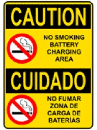 200pcs 15x20cm CAUTION NO SMOKING BATTERY CHARGING AREA warning signs, Item No. CA18