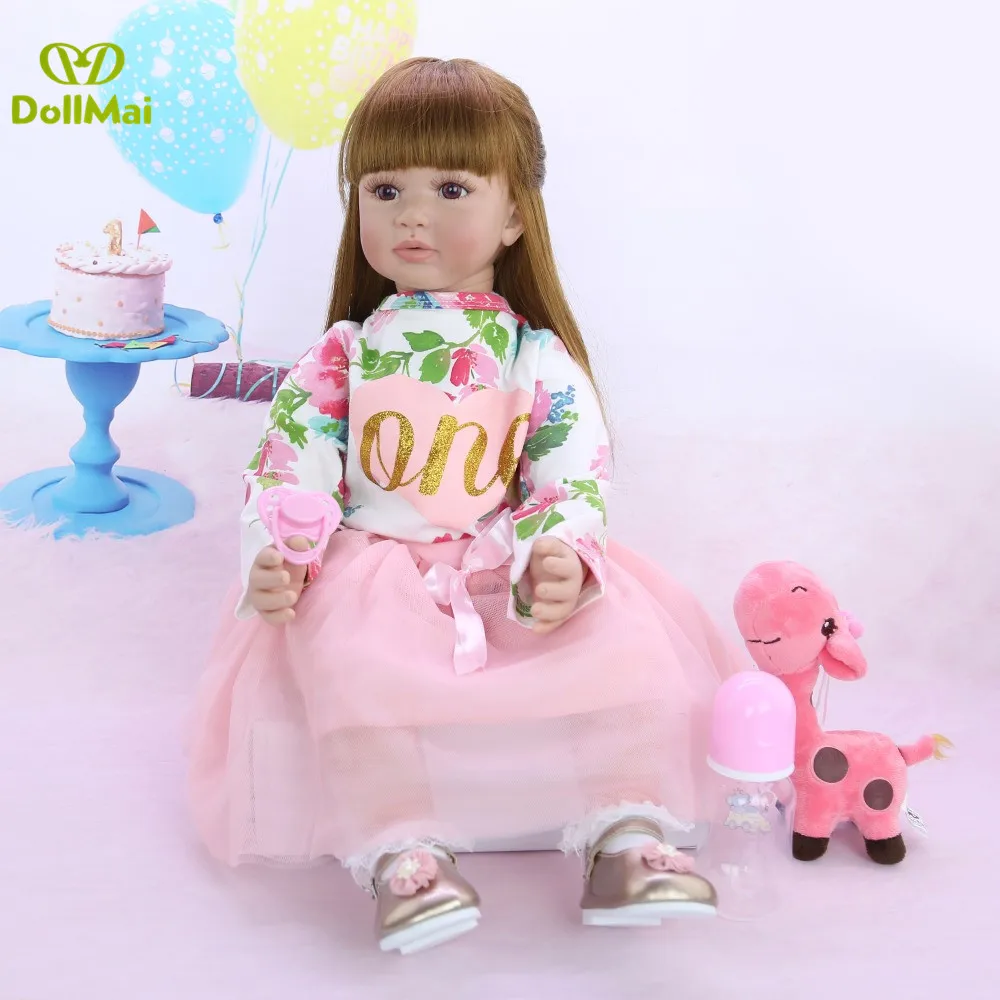 

Силиконовые виниловые Детские куклы boneca reborn, 60 см, подарок на день рождения, для маленькой девочки
