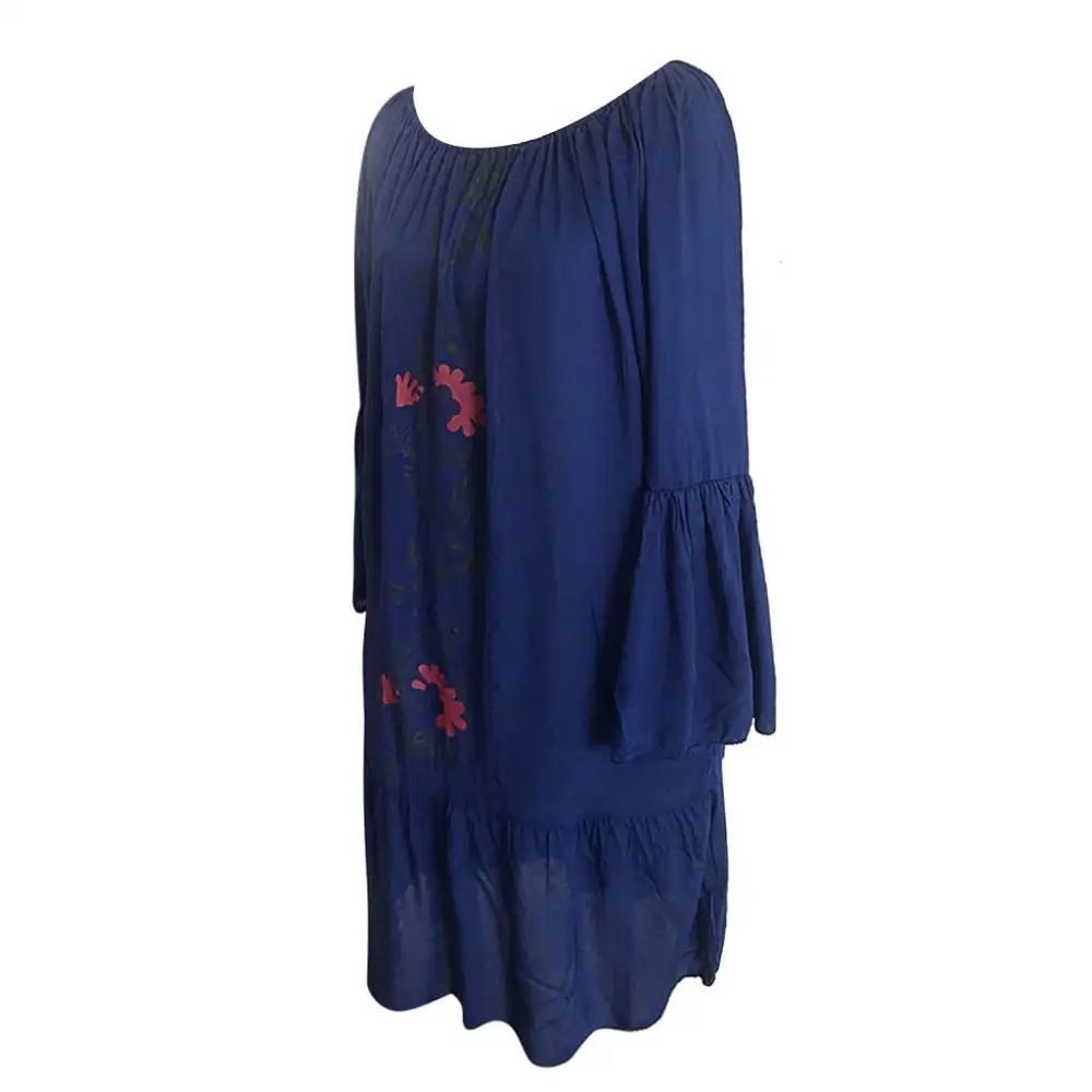 Летнее женское богемное платье повседневное свободное с вырезом Пляжное