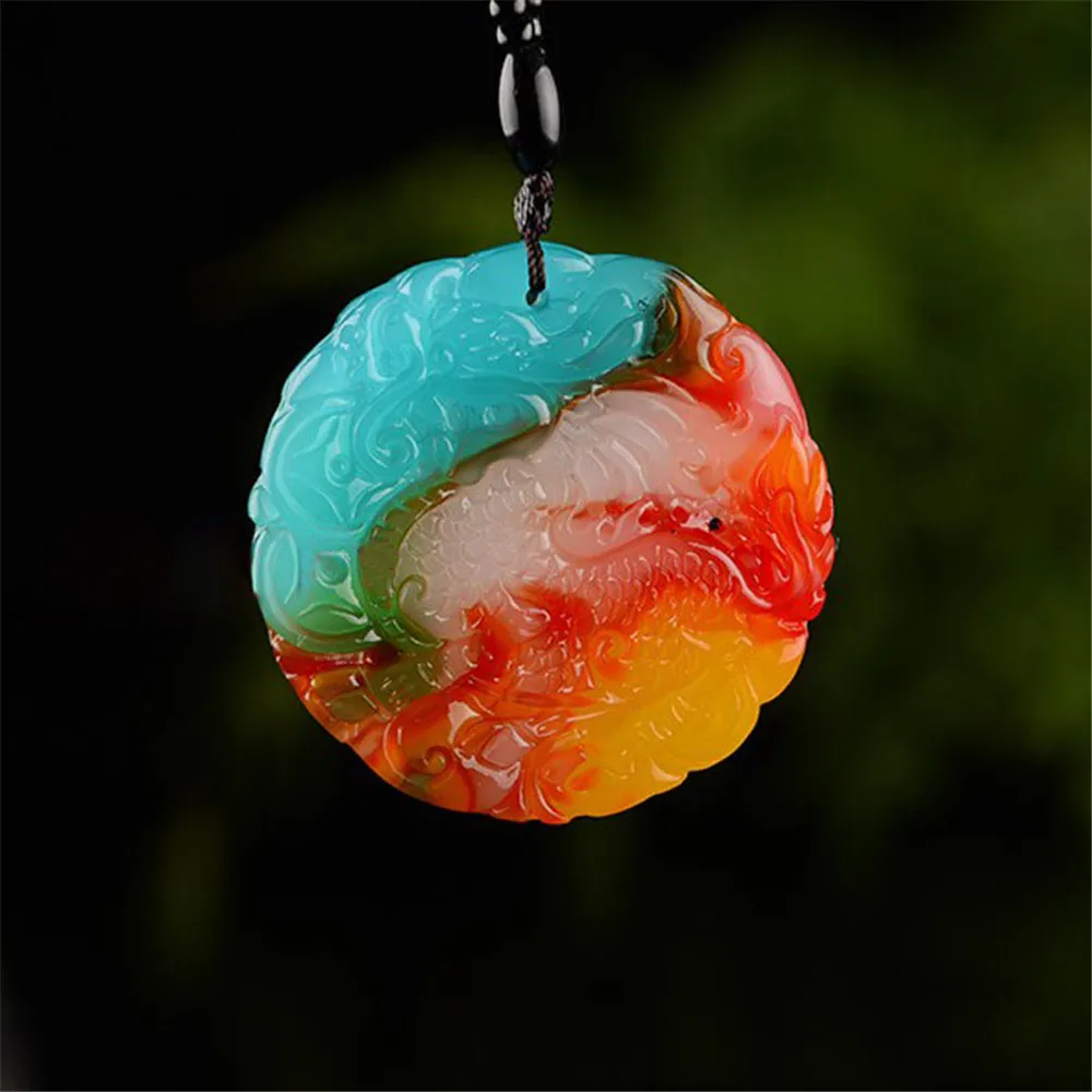 Золотая подвеска в виде цыплят крови жадеита цветущего кирина 7 цветов оникс