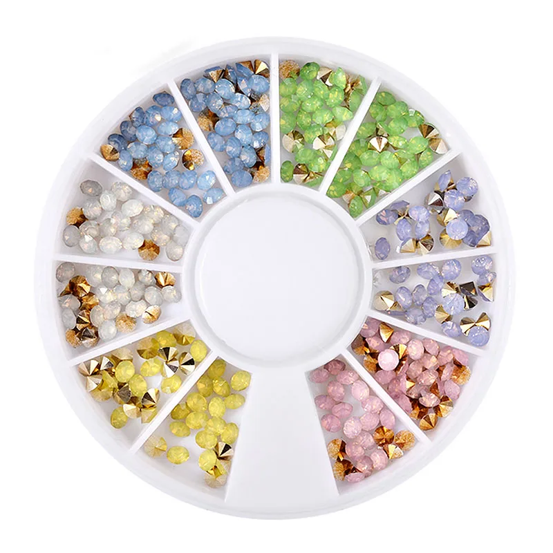 

1 Pc 12 Grids 3D Gem Gillter Rhinestone Imitation Pearl Sequins For DIY Beauty Nail Art Wheel Decoration Accessories