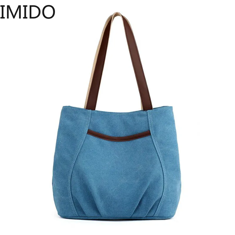 IMIDO повседневные женские холщовые сумки новые большие вместительные однотонные