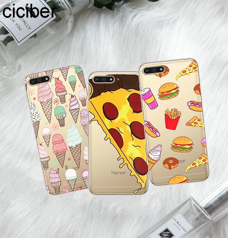ciciber Ice Cream Pizza Food For Huawei Y9 Y6 Y7 Y5 Y3 Prime Pro 2019 2018 2017 Clear Soft TPU Phone Cases Coque Fundas Capa |