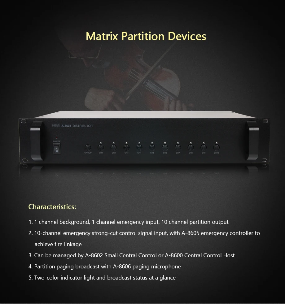 Oupushi A-8603 10 зоны матрица делитель раздела управления машиной для Акустическая система общественного вещания
