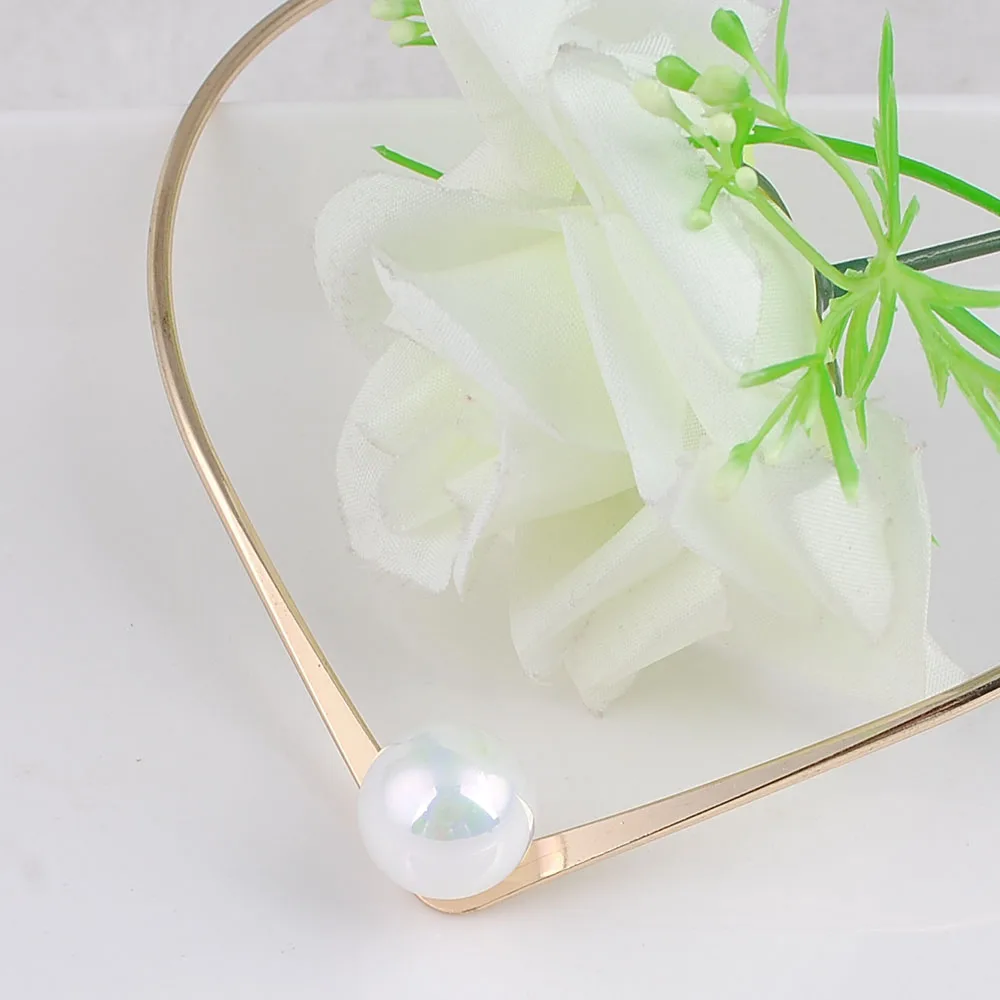 New Fashion Jewelry Simple V Design Torques Choker Necklace for Women Girl Big Pearl Wedding | Украшения и аксессуары