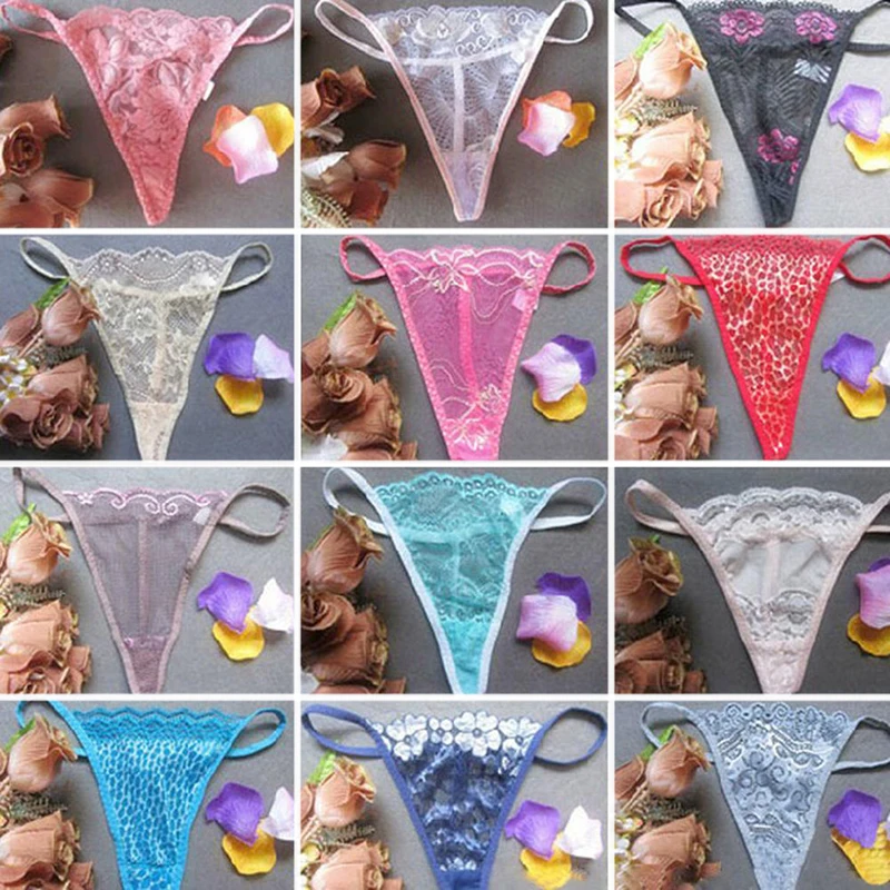 12 шт. случайный Цвет сексуальные кружевные трусики пикантные Модные женские