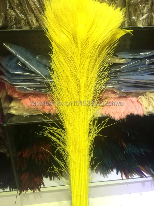 

New! Free shipping wholesale 50 pcs / lot high-quality yellow peacock feathers, 75-80cm / 30-32 "DIY jewelry decoration