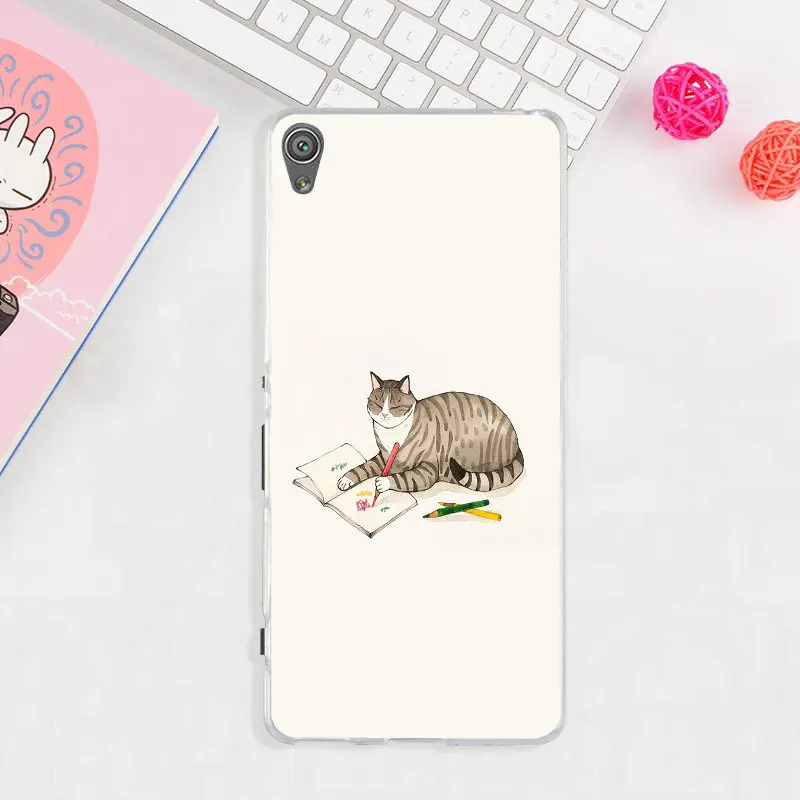 С милым рисунком кота Мягкий мобильный чехол для телефона Sony Xperia Z z1 z2 z3 Z4 Z5 Compact