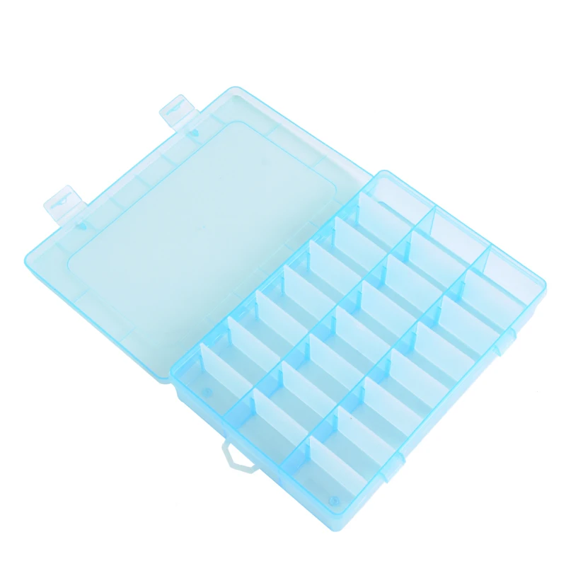 Essential 4 Colors Plastic Divided Storage Box 24 Grid Jewelry Rhinestone Rings Nail Art Tips Decoration Compartment | Дом и сад