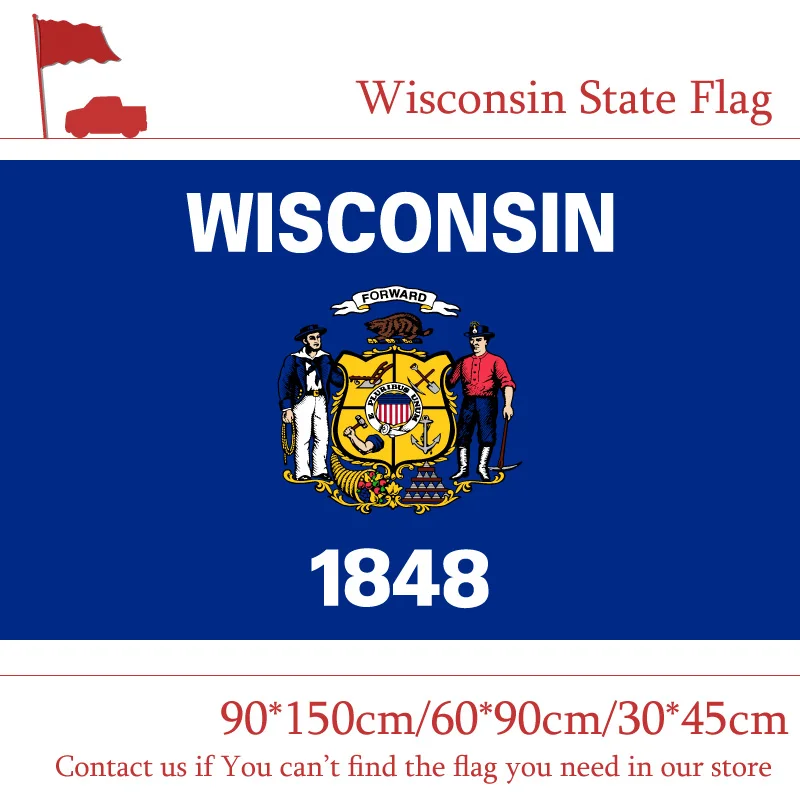 

40*60cm 60x90cm 90x150cm Flying Flag American Wisconsin State Flag 3*5 Feet Polyester Banners